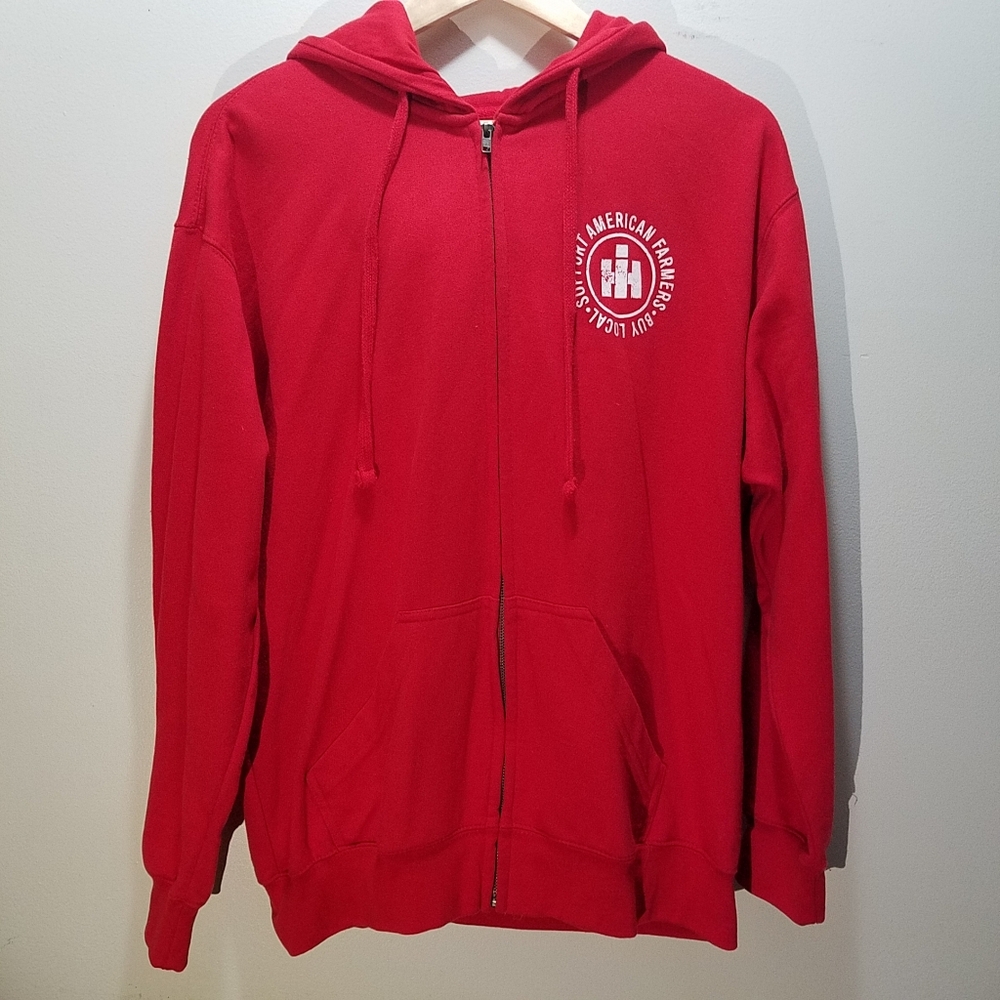 International Harvester Men's Large Zip Hoodie Swestshirt L Tractor Farm Case IH